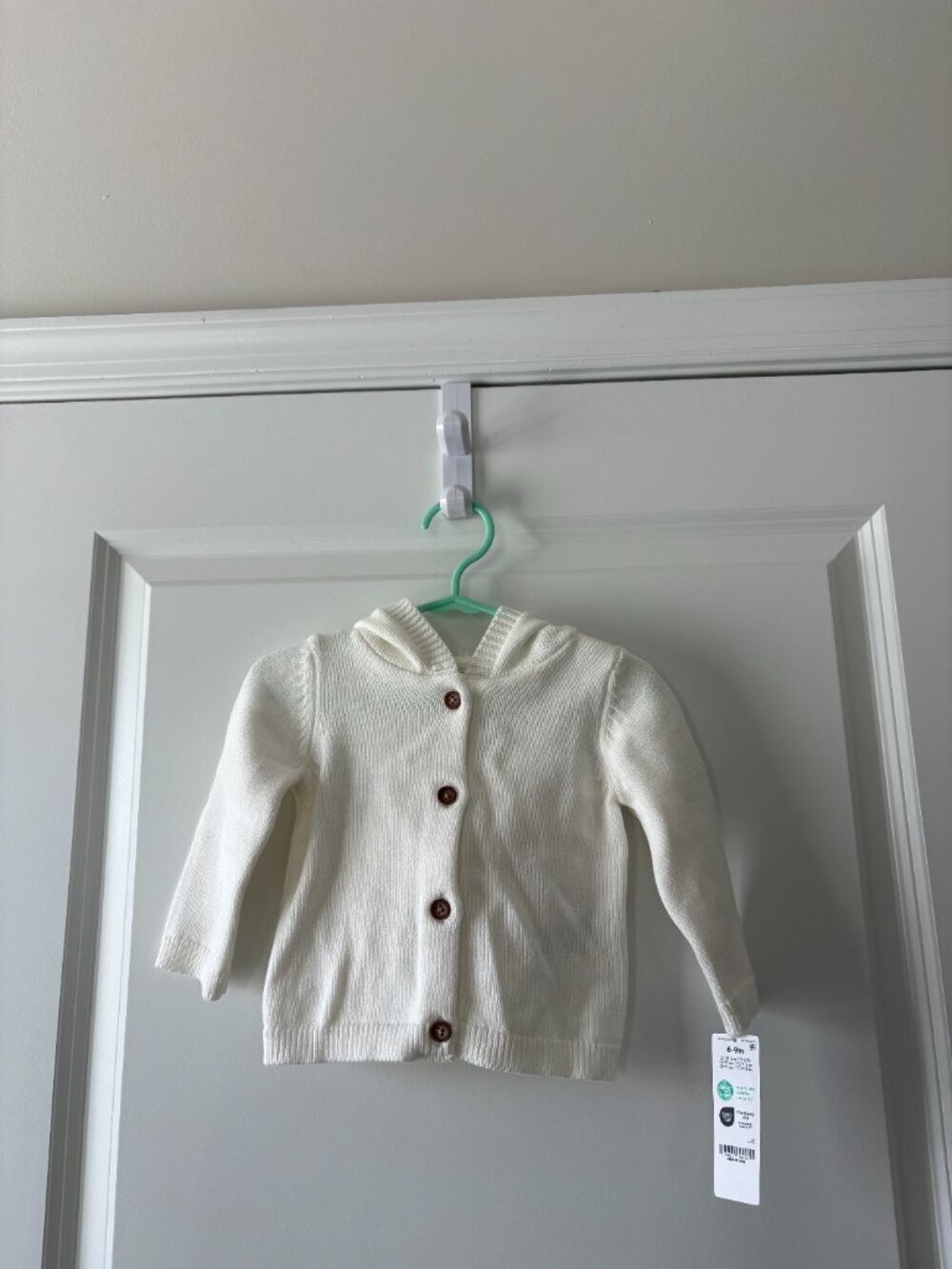 Carter's Child of Mine White/Ivory Baby Unisex Cardigan Sweater Size 6-9 Months
